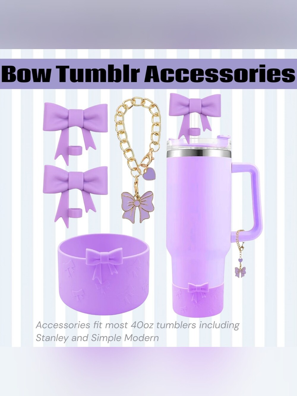 Bow Tumbler Accessory Set | Lavender